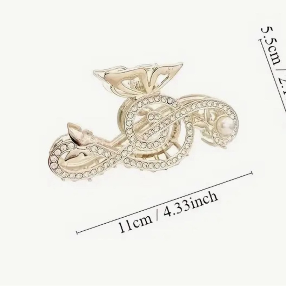 Beautiful Elegant Music Note Shape Luxury Faux Pearl Ponytail Claw Clip - Picture 5 of 5